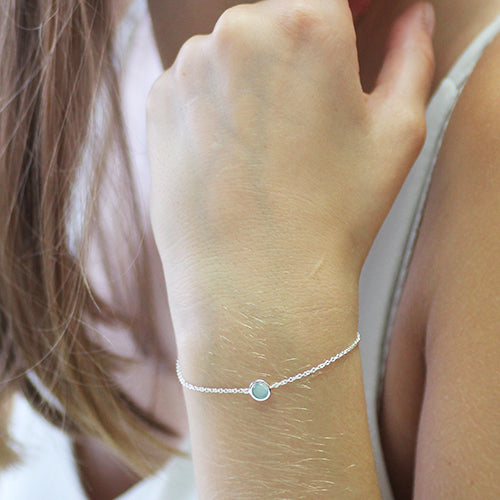 silver and aquamarine birthstone bracelet 