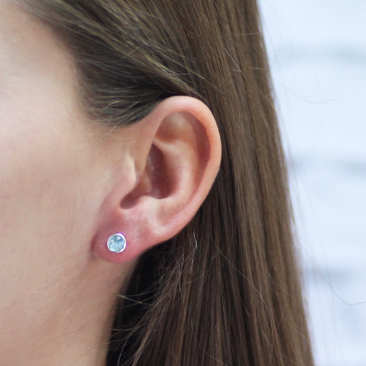 Silver and aquamarine stud earrings