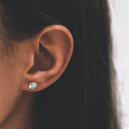 silver and aquamarine stud earrings