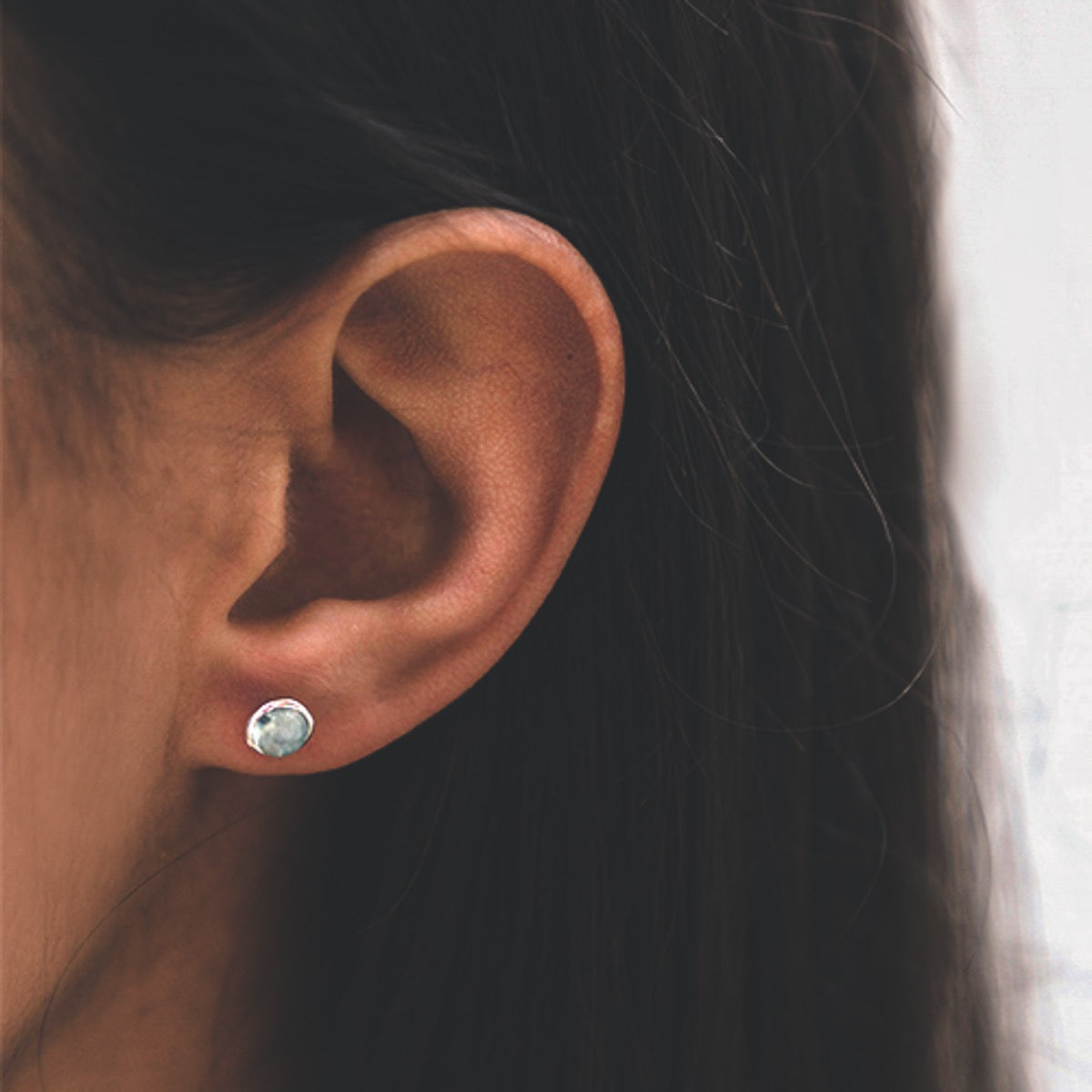 silver and aquamarine stud earrings