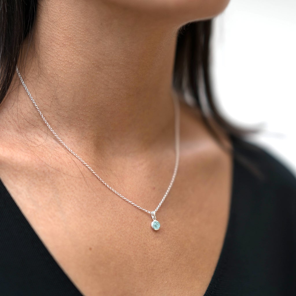 Silver aquamarine necklace