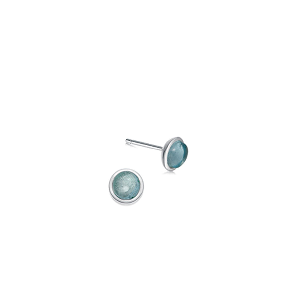 silver and aquamarine stud earrings