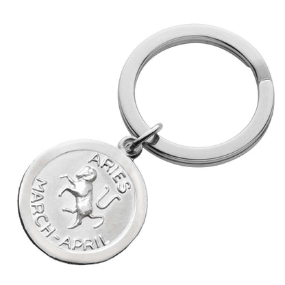 Silver aries zodiac keyring 