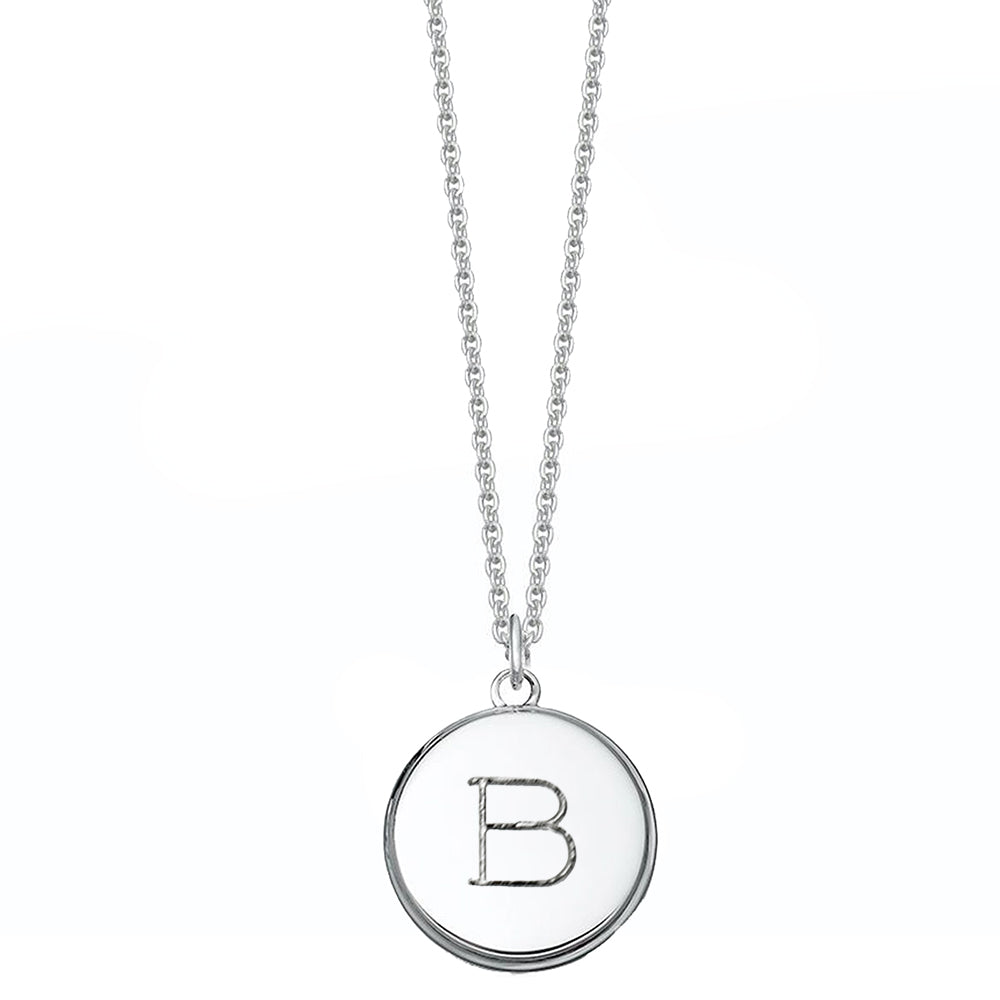 Silver heavy initial pendant 