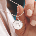 Engraved Solid Silver Initial Pendant - hersey-and-son