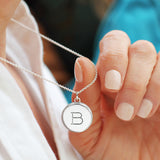 Engraved Solid Silver Initial Pendant - hersey-and-son