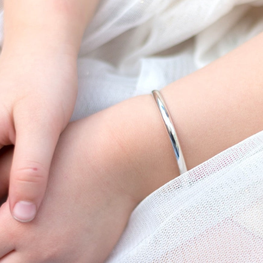 Silver Babies Push On Bangle - hersey-and-son