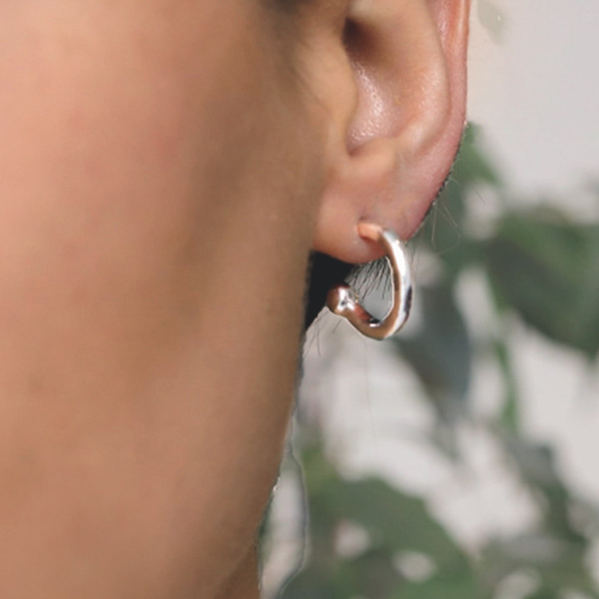 Silver Ball End Open Hoop Earrings