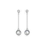 Silver Long Drop Ball Earrings - hersey-and-son