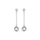 Silver Long Drop Ball Earrings - hersey-and-son