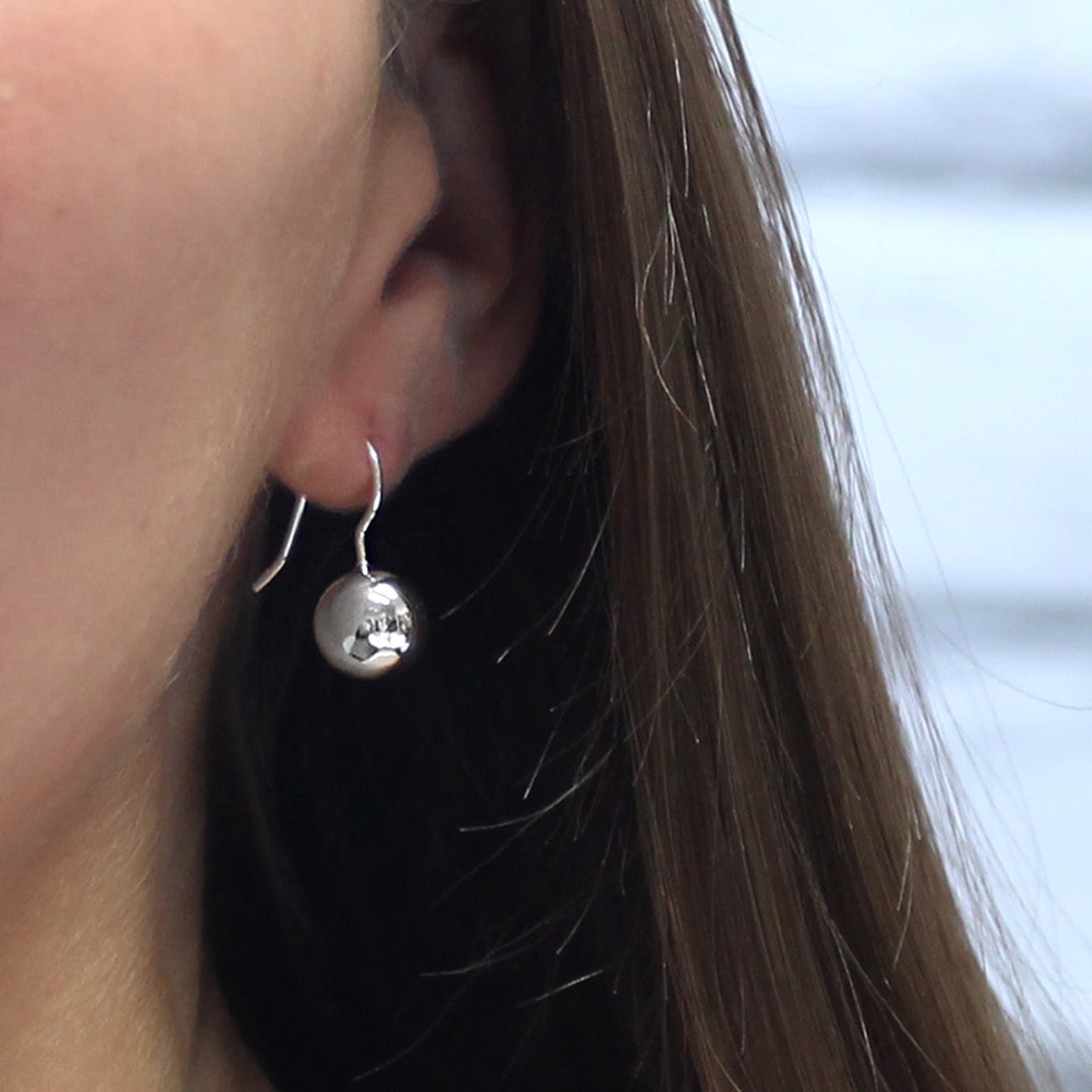 Silver large ball drop earrings