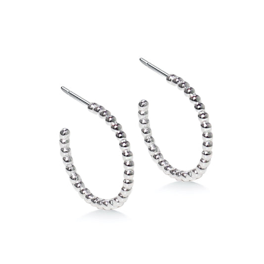 Slim silver ball hoop earrings 