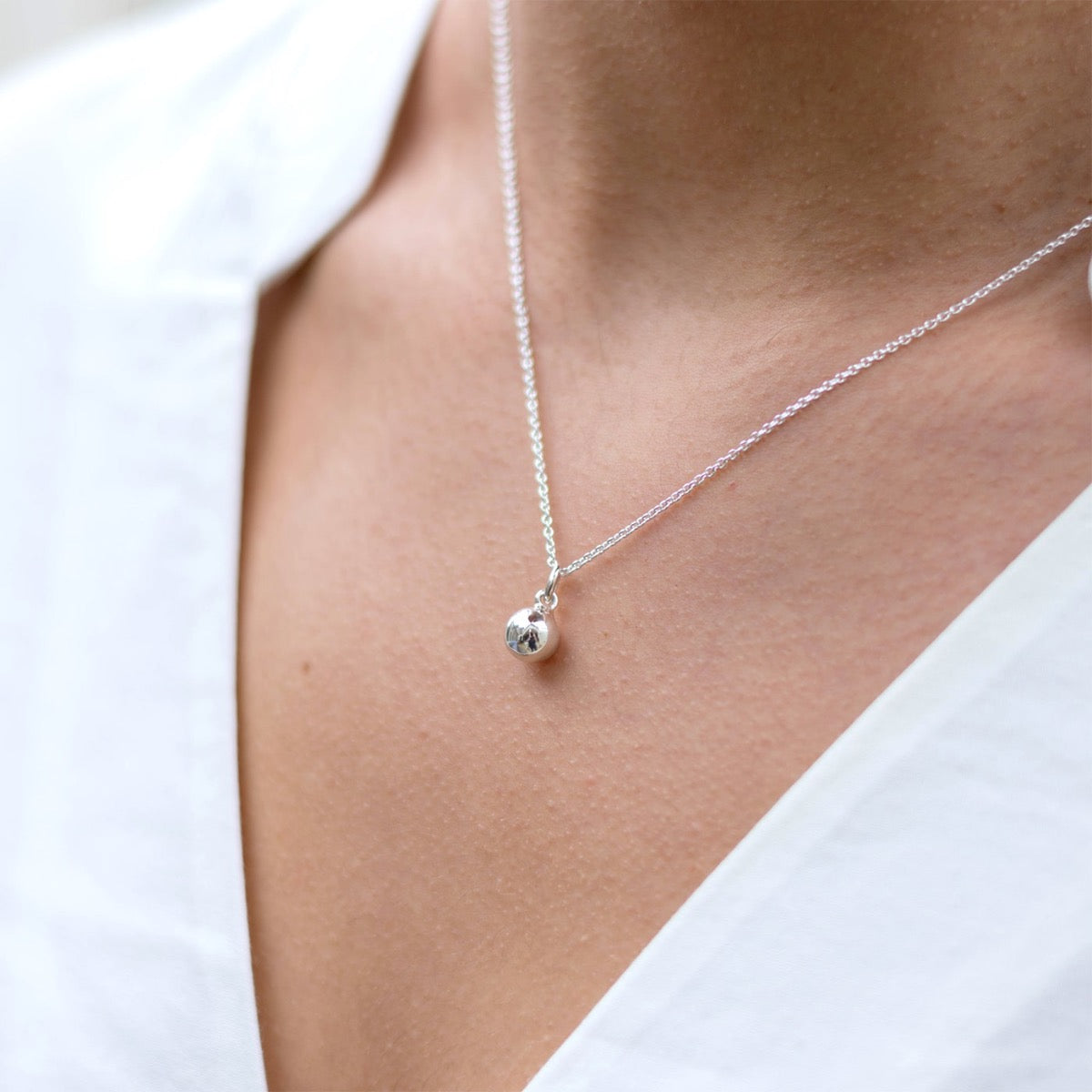 Sterling Silver Solid Ball Pendant - hersey-and-son