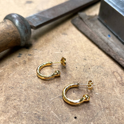 Ball End Gold Hoop earrings 