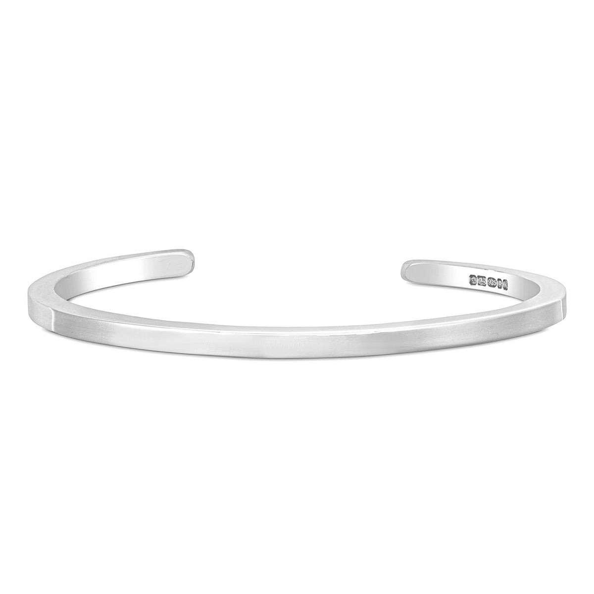 Square Section Silver Open Bangle - hersey-and-son