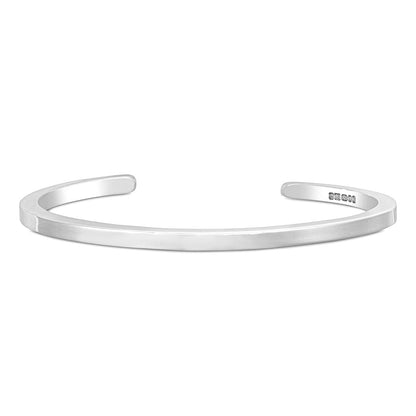 Mens Square Section Open Silver Bangle