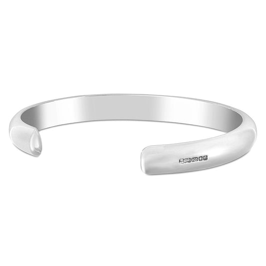 Mens Curved Heavy Silver Bracelet