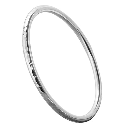 4mm Round Hammered Silver Bangle