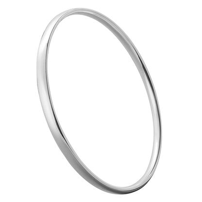 4mm x 2mm Oval Section Silver Bangle