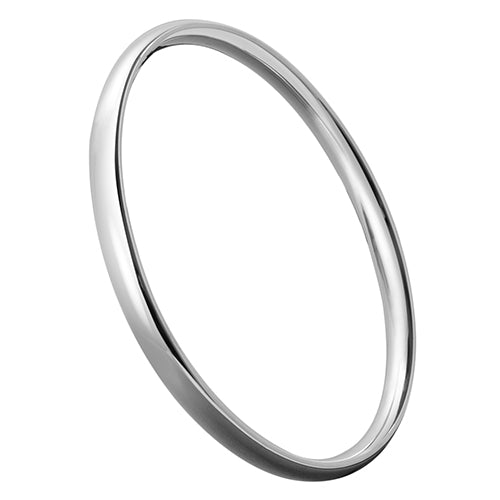 6mm x 3mm Oval Section Silver Bangle