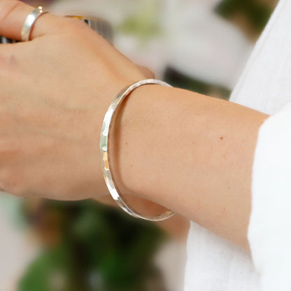Silver Bangle No.3 - Hammered