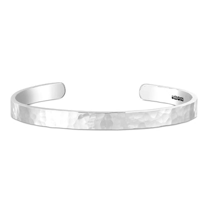 Silver Secret Message Open Bangle - Hammered