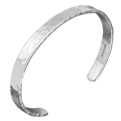 Silver Secret Message Bangle - Hammered Small