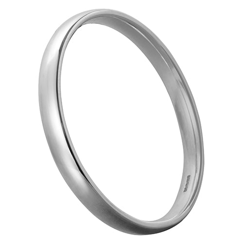 8mm x 4mm Oval Section Silver Bangle