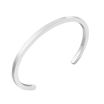 square section open silver bangle