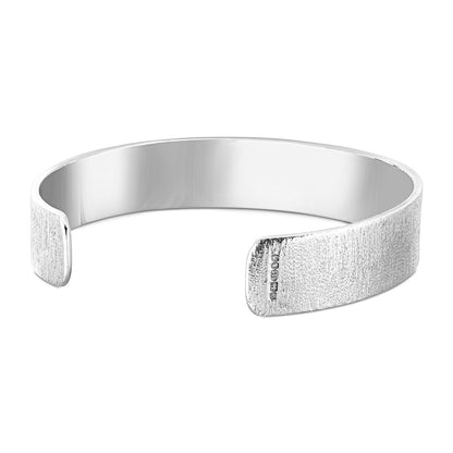Mens Textured Silver Cuff Bracelet