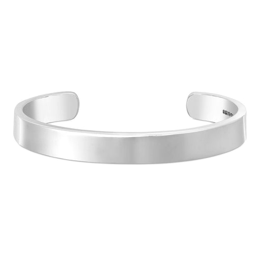Mens Classic Heavy Silver Cuff Bracelet - Feature Hallmark