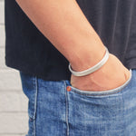 Mens Chunky Beaten Silver Bracelet - hersey-and-son