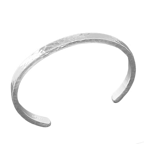 Heavy Beaten Mens Silver Bracelet