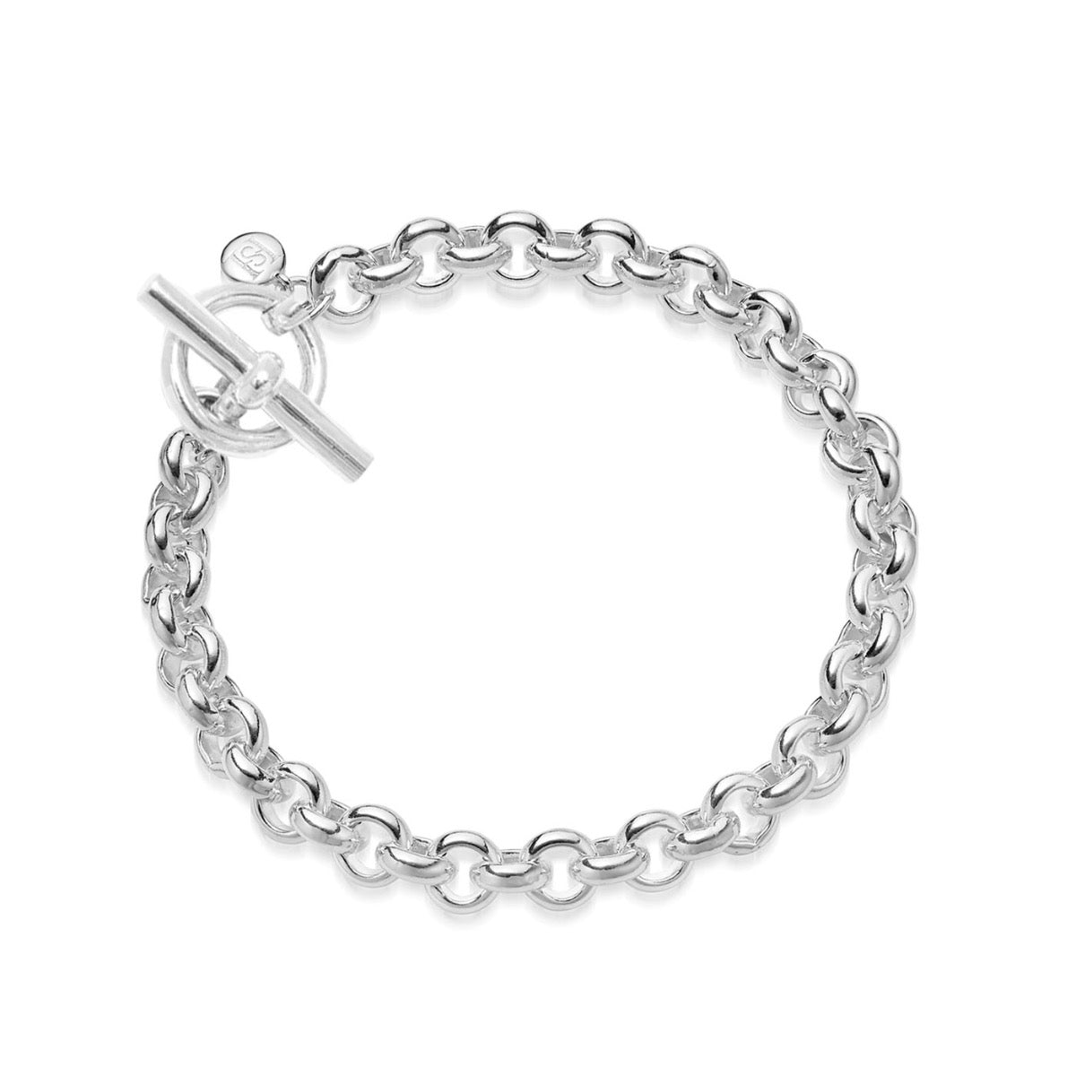 Silver T-Bar Heavy Round Belcher Bracelet