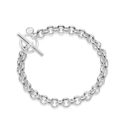 Silver T-Bar Heavy Round Belcher Bracelet