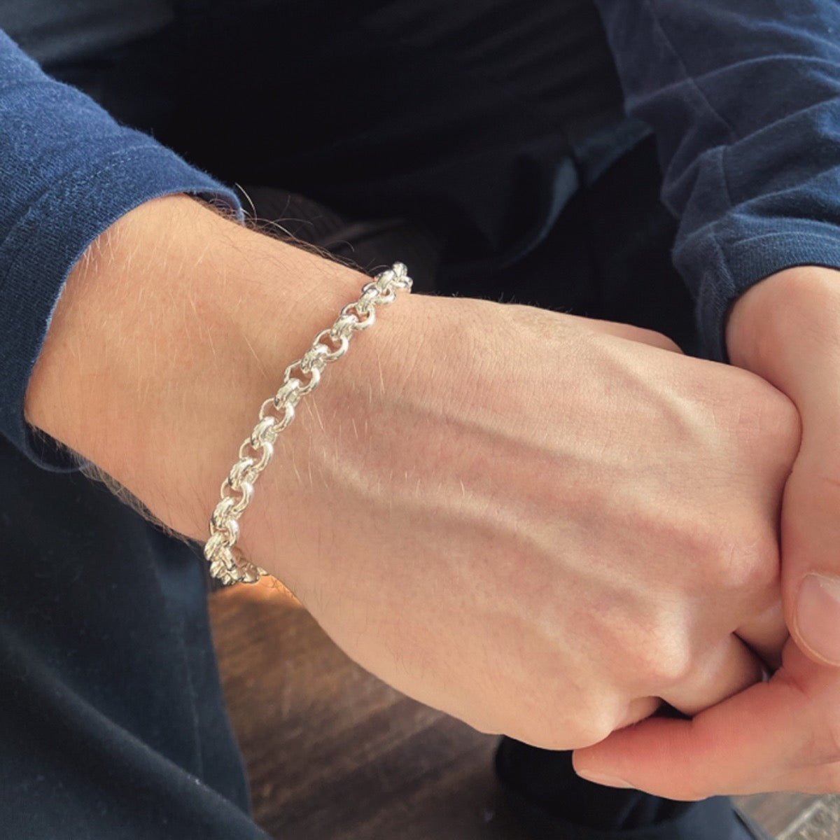 925 Silver Silver Belcher Chain Bracelet Sterling Silver Round