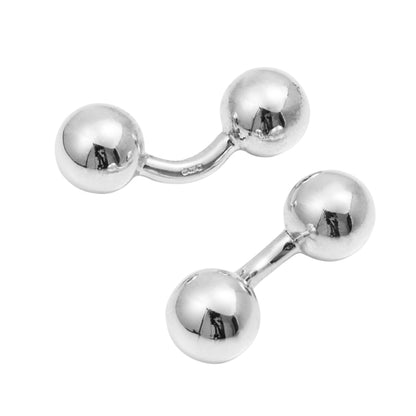 Solid silver dumbbell cufflinks