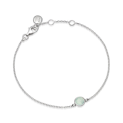 Silver milky aquamarine bracelet
