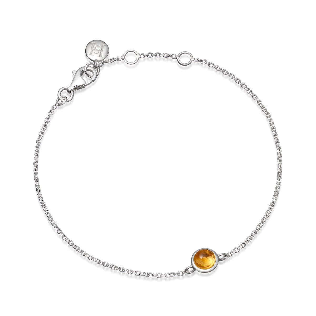 Citrine Birthstone Silver Bracelet- November - hersey-and-son