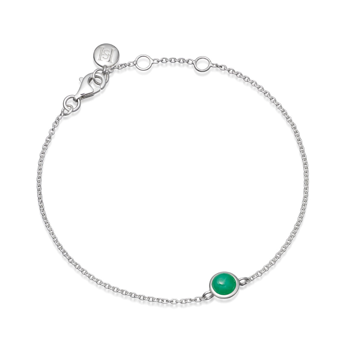 Silver and emerald birthstone bracelet