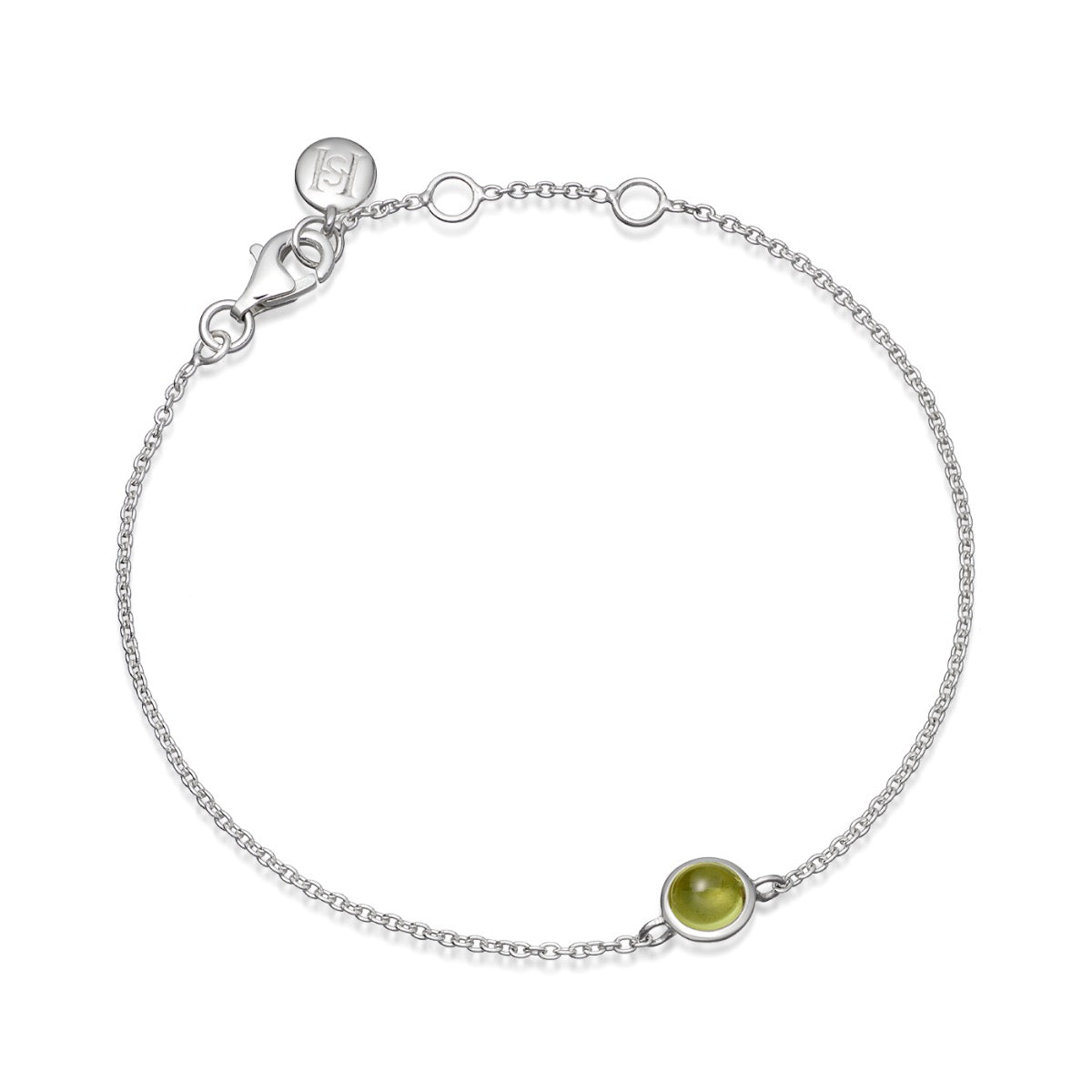 Peridot Birthstone Silver Bracelet- August - hersey-and-son