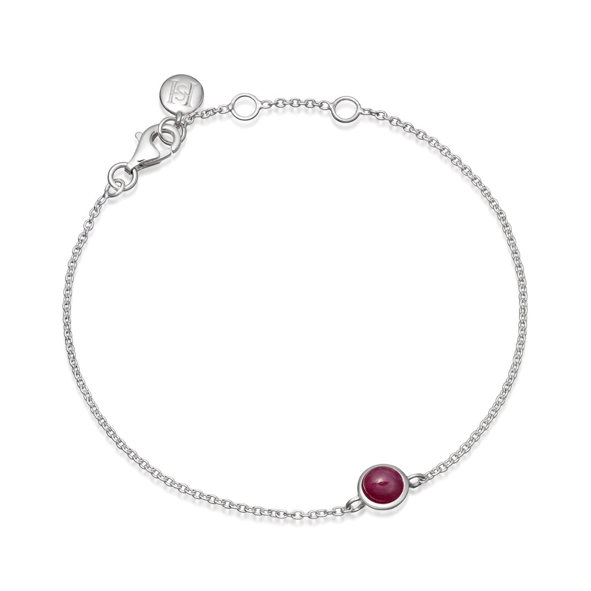Ruby Birthstone Silver Bracelet- July - hersey-and-son