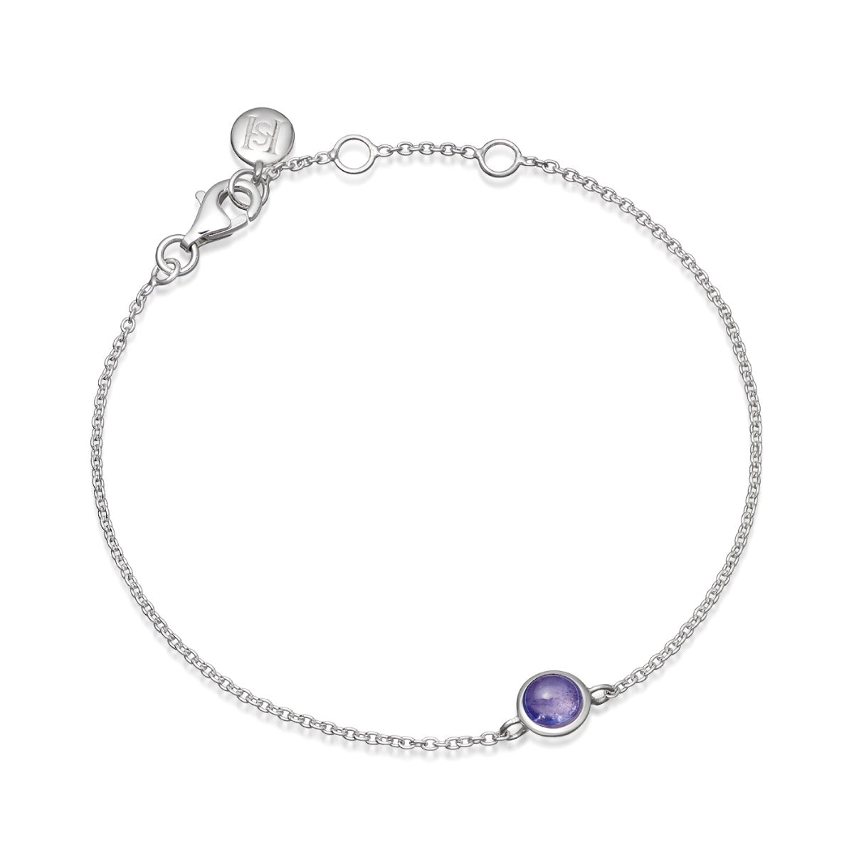 Silver and tanzanite birthstone bracelet