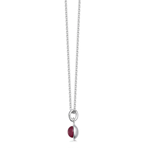 Silver Ruby Birthstone Necklace