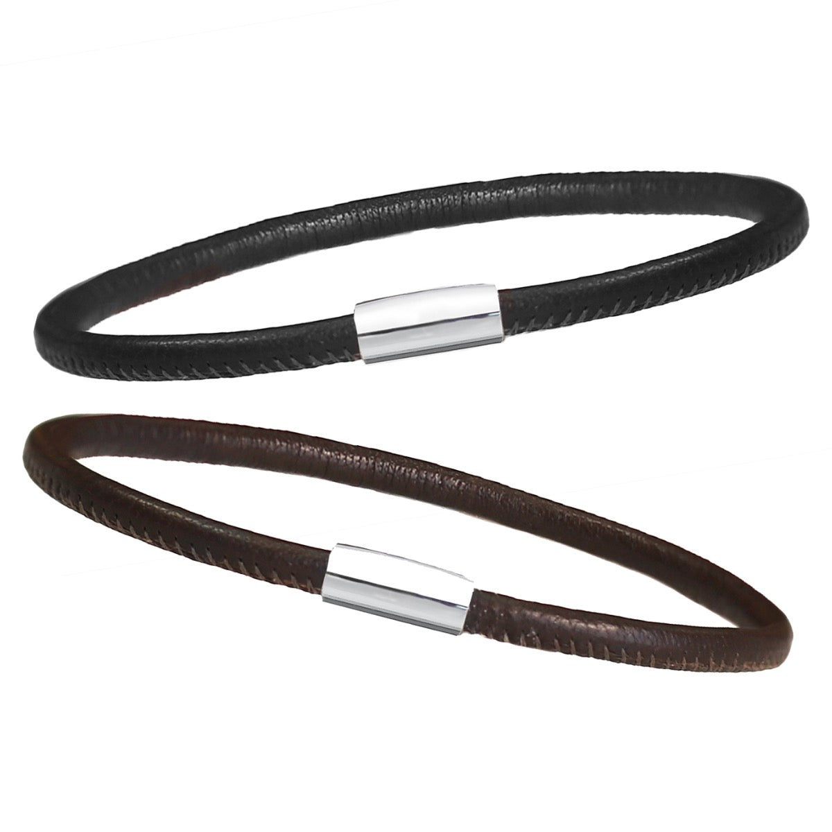 Black and brown leather bracelets 