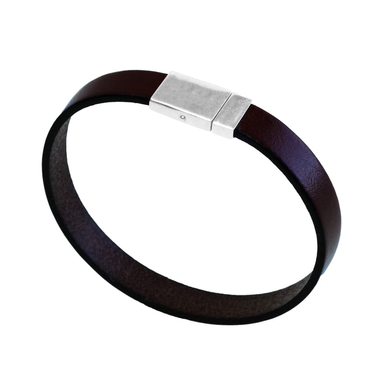 Silver and leather bracelet