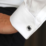 Black Onyx & Silver Cufflinks - hersey-and-son