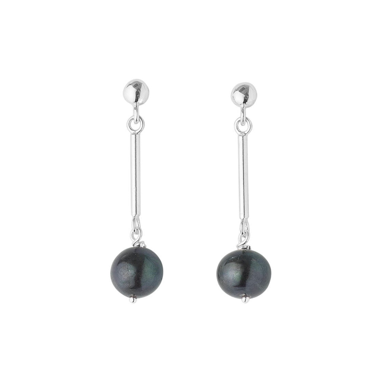 Silver & Black Pearl Drop Earrings - hersey-and-son