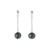Silver & Black Pearl Drop Earrings - hersey-and-son