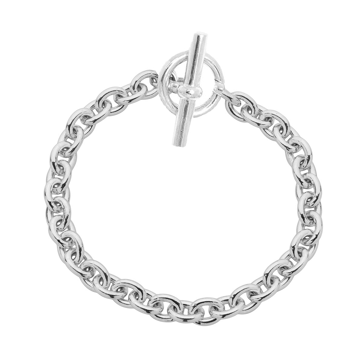 Silver Oval Chain T-Bar Bracelet